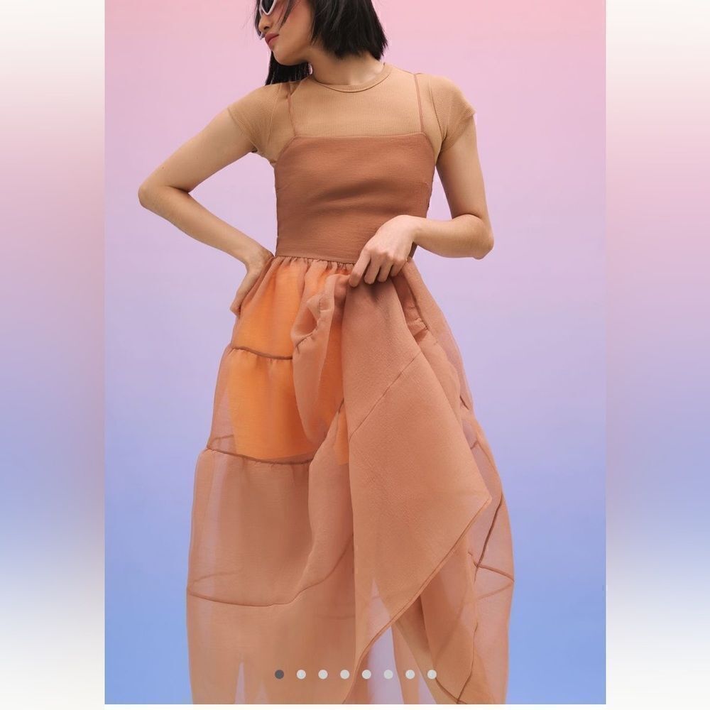 OhSevenDays Tiered Sheer Midi Dress